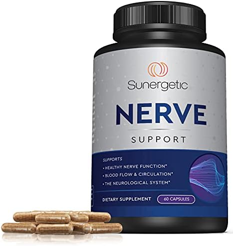 Sunergetic 60 capsules bottle displayed with premium skincare products.