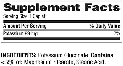 Ikj Potassium ninety nine milligrams supplement label details showing dietary information