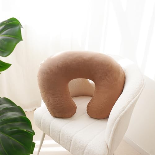 Soft muslin nursing pillow cover on a standard U-shaped pillow