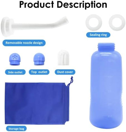 Upside down squeeze peri bottle showing dual nozzle spray for personal care.