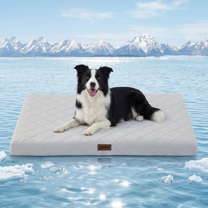 ZOMISIA Cooling Dog Bed for Crate, Q-Max>0.5 Cooling Mat with Removable Washable Cover, Orthopedic Egg Crate Foam Summer Pad for Extra Large Dogs, 41x27 Inch, Grey - Image 2