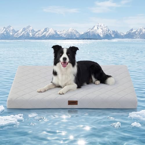 ZOMISIA Cooling Dog Bed for Crate, Q-Max>0.5 Cooling Mat with Removable Washable Cover, Orthopedic Egg Crate Foam Summer Pad for Extra Large Dogs, 41x27 Inch, Grey - Image 2
