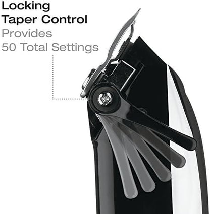 Close-up shot of the high-performance stainless steel blades on the ConairMAN home haircut clipper.