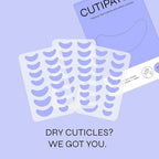 Open pouch showing the arrangement of hydrogel cuticle treatment strips.