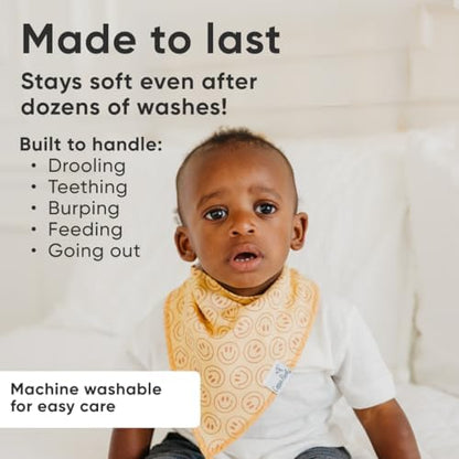Copper Pearl baby bibs showing adjustable snap closure detail