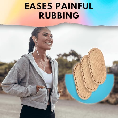 Adhesive moleskin blister prevention stickers being applied to a foot bunion