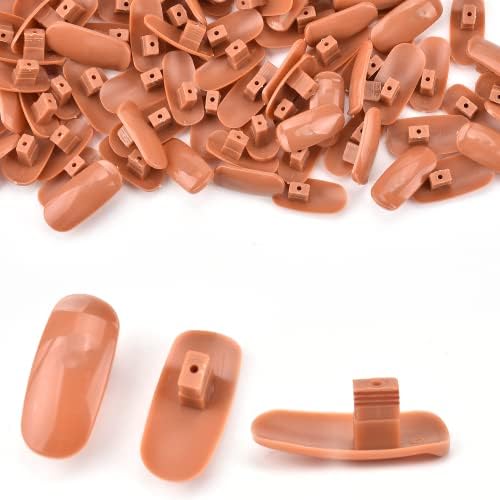 Mekk 200 pieces replacement nail tips brown front view