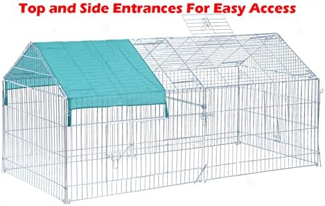87" x 41" NO Rust Stainless Galvanized Steel Foldable Outdoor Chicken Coop Run Metal Pet Hutch Enclosure Small Animal Playpen Waterproof Cover for Rabbits Chickens - Image 4
