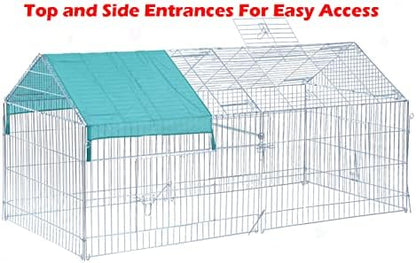 87" x 41" NO Rust Stainless Galvanized Steel Foldable Outdoor Chicken Coop Run Metal Pet Hutch Enclosure Small Animal Playpen Waterproof Cover for Rabbits Chickens - Image 4