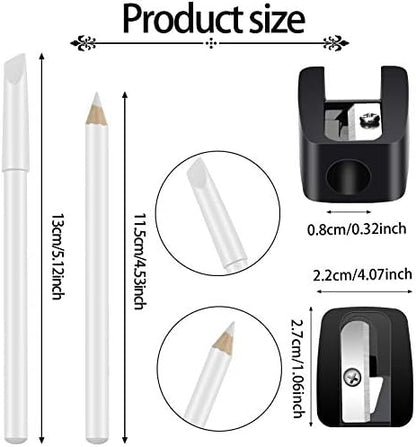 Under nail whitening pencil package contents displaying two white pens and one sharpener