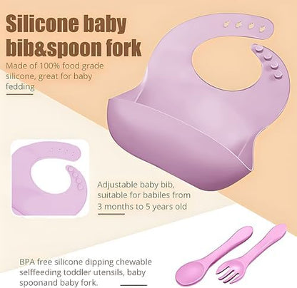 Silicone baby suction bowl and spoon set for infants