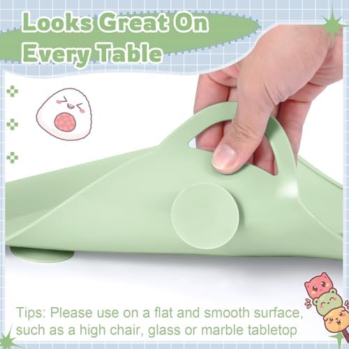 Detailed view of the raised teething edge bumper on the green silicone placemat designed for soothing infant gums.