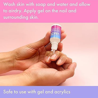 Clear liquid gel nail polish used for nail cleansing and restorative care