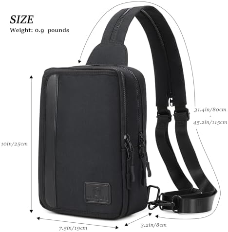Myhozee multi functional sport sling bag worn as a chest bag showing adjustable shoulder strap setup