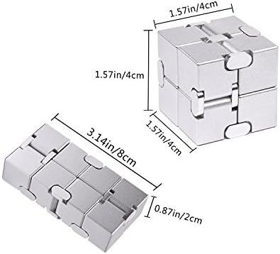 Premium metal infinity toy being flipped into an elongated rectangular shape to relieve stress