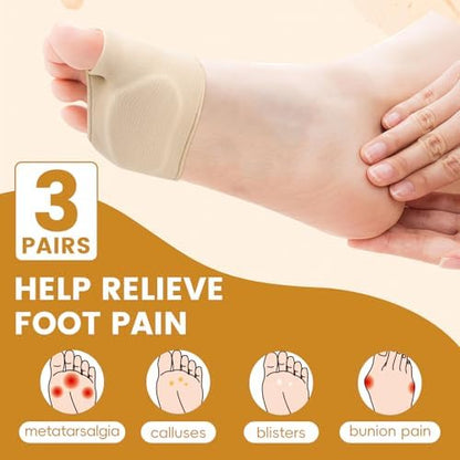 Mildsun forefoot pain relief cushions showing thickness and ergonomic gel design
