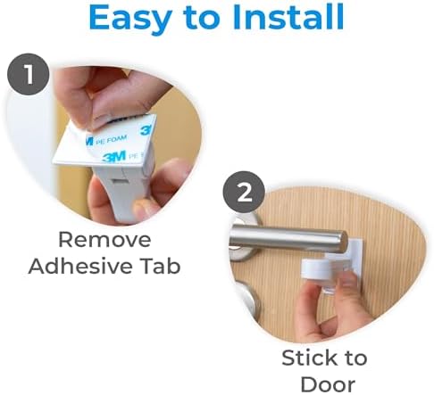 White ABS plastic door lever lock for child safety