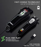 High definition digital LCD screen on the TCMKY hair trimmer displaying the exact battery percentage and oil reminder icons.