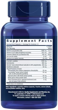 Life Extension Anti-Alcohol Complex supplement facts label