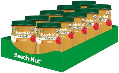 Close up of Beech-Nut Organic apple puree jar label