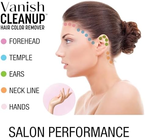 Vanish Cleanup hair dye removal wipes showing aloe vera and glycerin skin benefit icons