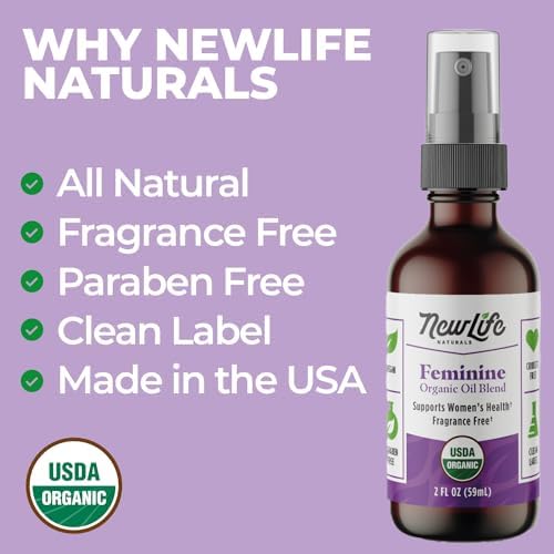 USDA Certified Organic feminine spray bottle showing 2 fluid ounce size