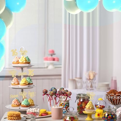 Assorted Sweet 16 party theme cupcake decorations