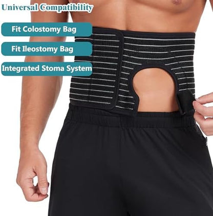 The breathable and ventilated elastic fabric texture of the PAZ WEAN ostomy pouch holder belt showing the lightweight weave.