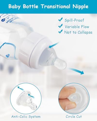Joyfeed five count baby bottle silicone nipples showing the medium flow tip structure