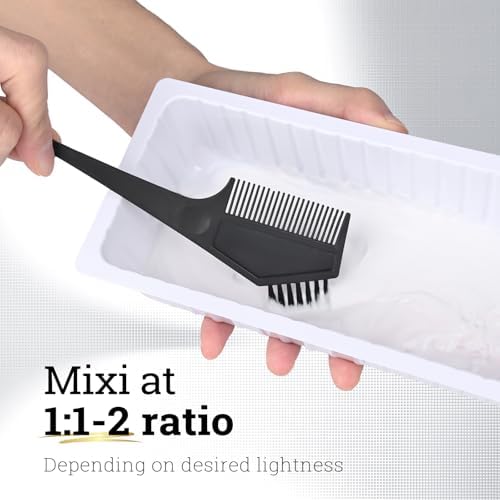 Ammonia-free hair lightener cream for dark hair with developer and protective hair mask