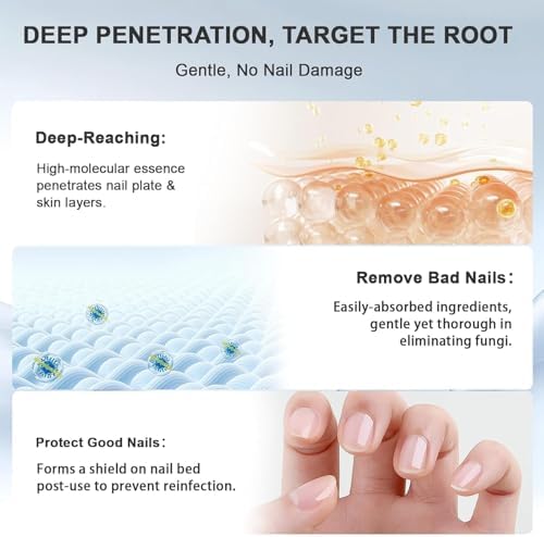 Close up of DERMATOOL nail treatment liquid showing natural botanical ingredients.