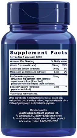 Life Extension dietary supplement side label details
