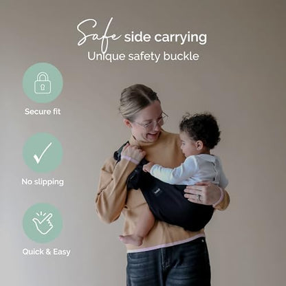Close up view of the durable double-lined cotton material and heavy-duty safety buckle.