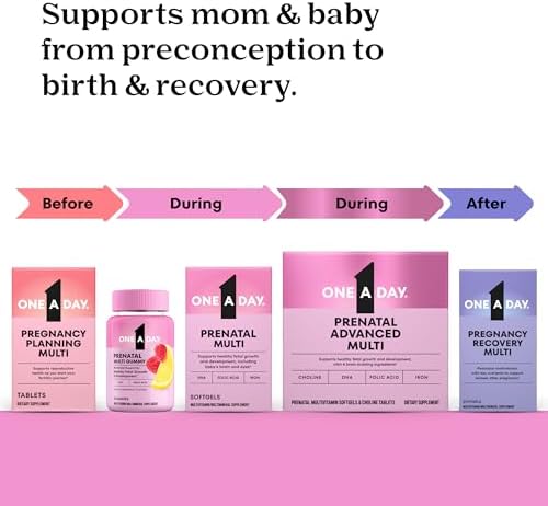 One A Day Women's Prenatal Advanced with brain support ingredients.