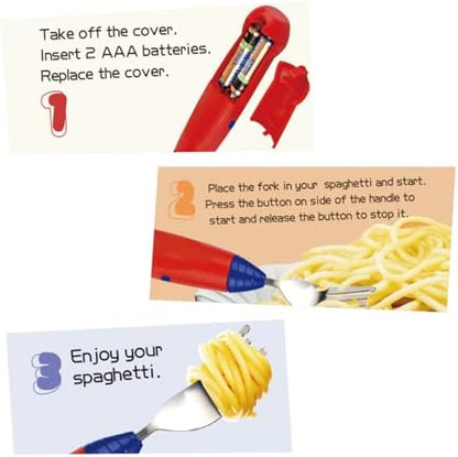 Close up of stainless steel tines on electric pasta fork