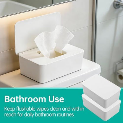 Two Piszvbej wipe dispensers in a minimalist bathroom setting
