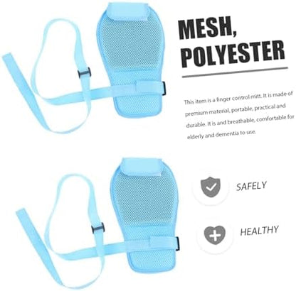 Dementia anti-scratch mitts with rigid inner plate for patient safety.