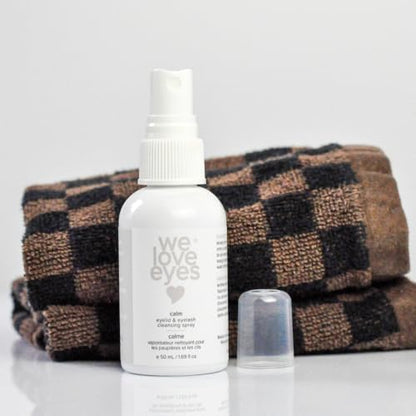 Hypochlorous acid eye spray bottle showing chamomile infusion ingredients.