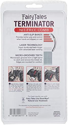 Fairy Tales lice comb handle with anti-slip bands for secure grooming.