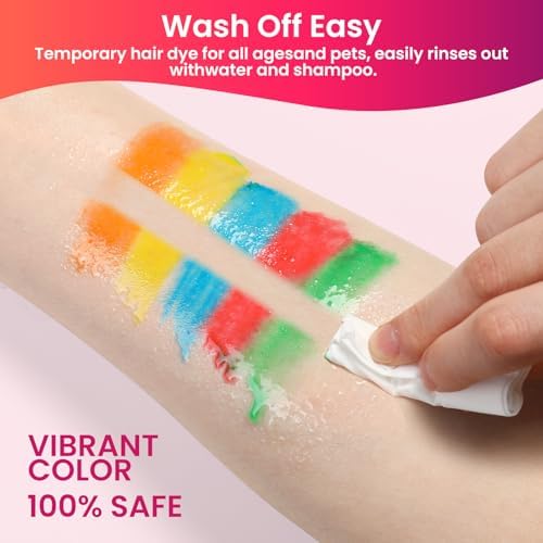Detailed view of hair chalk pen tips and color variety