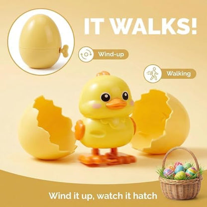 Keyrose wind up hatching toy showing the simple step of twisting the egg top clockwise to wind up