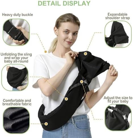 MISSWISDOM hands free baby sling showing horizontal nursing position for newborns