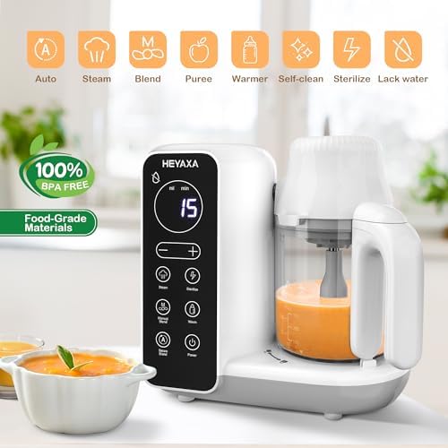 HEYAXA baby food processor showing three hundred and sixty degree steam circulation