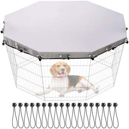 Heavy duty 210D polyester pet pen canopy with elastic ball rope attachments.