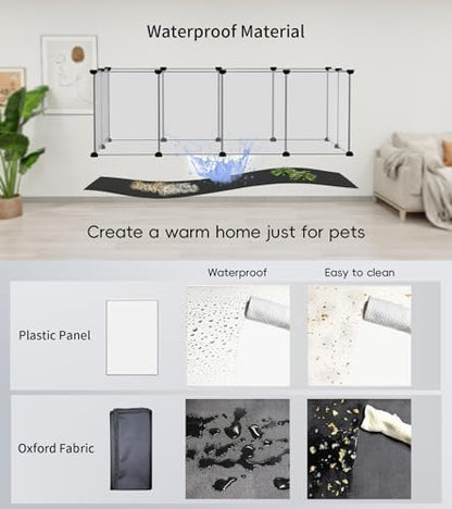 Small Animal Playpen, Guinea Pig Cages with Waterproof Mat, 12 Panels Pet Playpen for Hamsters, Hedgehog, Indoor Outdoor Plastic Fence, 48.5 x 24.8 x 16.1 inches - Image 3