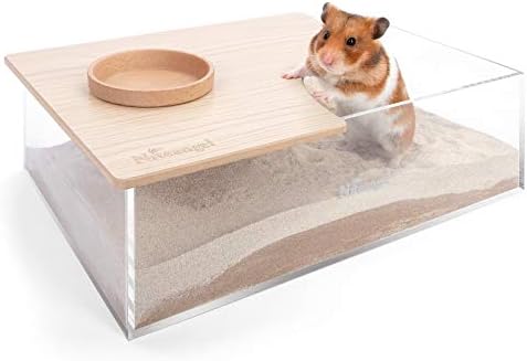Niteangel Animal Sand-Bath Box: - Acrylic Critter's Sand Bath Shower Room & Digging Sand Container for Hamsters Mice Lemming Gerbils or Other Small Pets (Rectangle, Burlywood) - Image 2