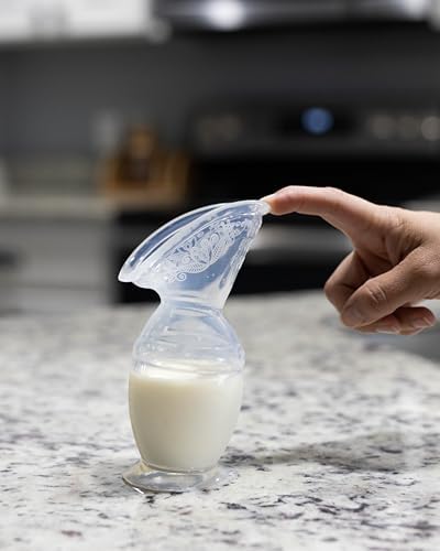 Close-up view of the wide silicone breast pump flange for comfortable fit.