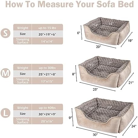 JOEJOY Rectangle Dog Bed for Large Medium Small Dogs - Washable Orthopedic Sofa Bed, Soft Breathable Puppy & Pet Cuddler, Durable Calming Dog Bed with Anti-Slip Bottom, Multiple Sizes, Beige - Image 5