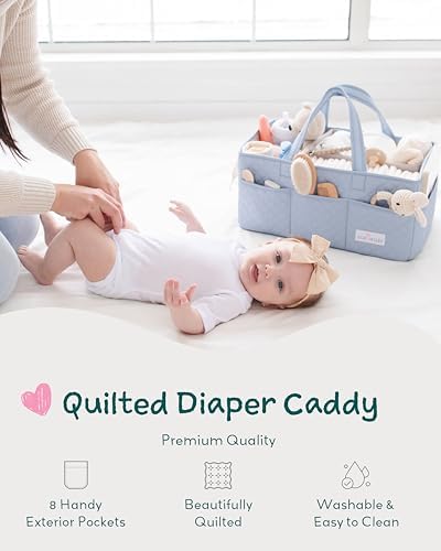 Lily Miles quilted nursery storage basket showing interior dividers