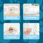 Carlson 4-Panel Plastic Pet Pen, 24" Tall White Indoor/Outdoor Playpen with Door and Lock, Portable Exercise Pen for Small Pets, Puppies, Rabbits, and Whelping - Image 5